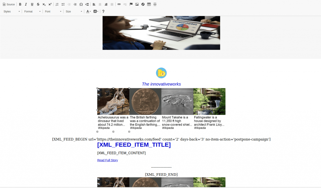 Mailwizz RSS Template with Ad code to monetize newsletter